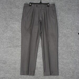 Prada Pinstripe Dress Pants Mens 35x30 Gray Wool Pleated Made In Italy Tagless